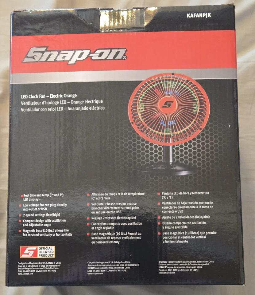 Ventilador Reloj LED Snap On Eléctrico Naranja KAFANPJK Foto 2 de 4