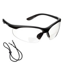 Bifocal Safety Glasses Clear +1.0 Dioptre EN166F Certified - Anti-Fog UV400