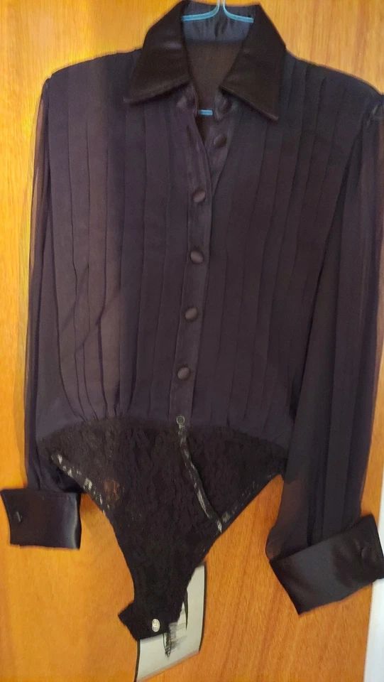 Body largo de encaje transparente negro formal Tadashi talla 8 vintage sl nuevo con etiquetas esmoquin Zeller Foto 2 de 4