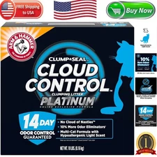 Rock-Hard Clumping Cat Litter - Cloud Control Platinum, 18 lbs - 99.9% Dust-Free