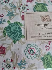 KING sheet set Turtle beach cottage ocean theme sea shells star fish floral NEW