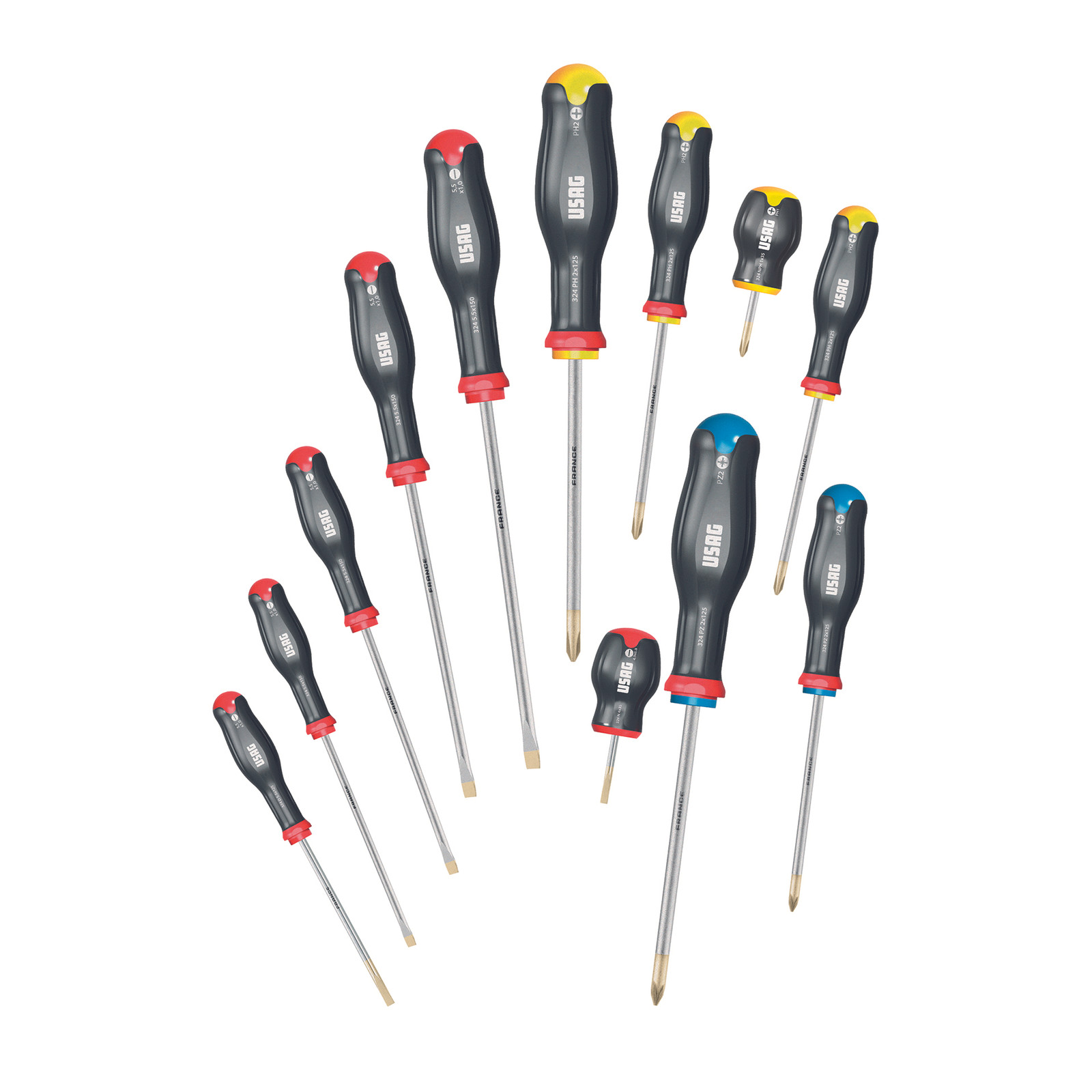 USAG 324 SH12 Set 12 Giraviti Professionali Taglio Phillips Pozidriv