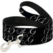 Dog Leash SWAG Script Black/White