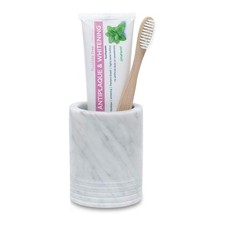 Natural Marble SPA Collection Tumbler Toothbrush Holder Makeup Brush Holder B...