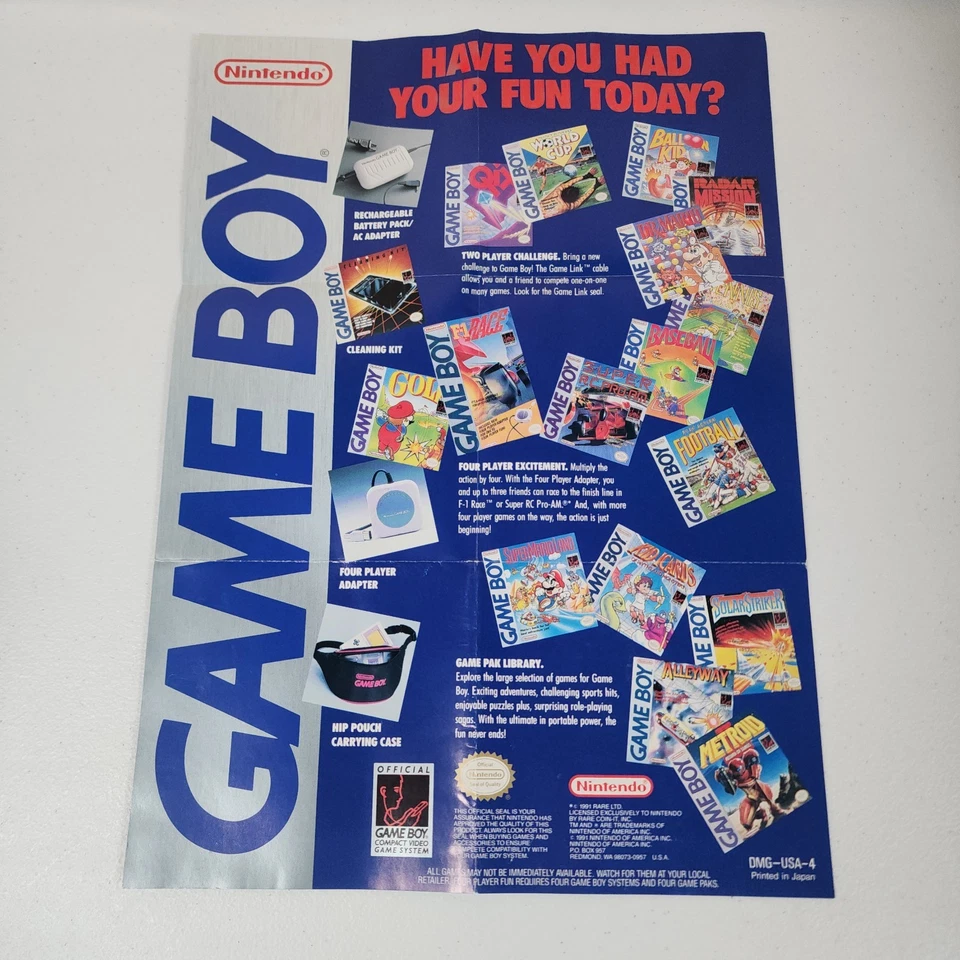 仅盒 🔥 复古 1989 年任天堂 Game Boy DMG-01 Metroid 海报和手册 阅读 — 第 4/4 张图片