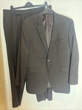 Men’s Limehaus Black Pinstripe Suit 44” Chest 38” Waist Ll 30” Leg Wool Mix