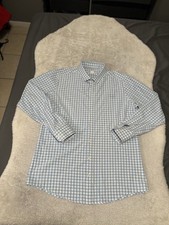 Mizzen Main Performance Menswear Shirt Size XL Trim Fit Blue White Check