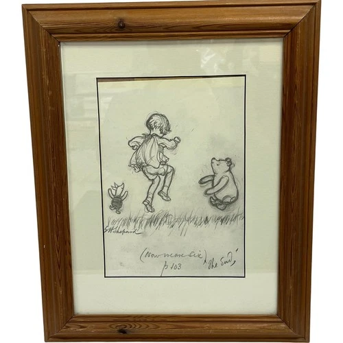 Winnie The Pooh Framed Art Print Original Illustration by E H Shepard  (BFD)