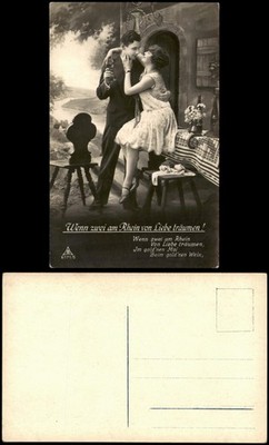 Lovers couple when two on the Rhine dream of love! serial card 1910