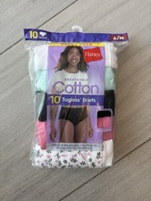 10 PACK Hanes Tagless Cotton Briefs Soft Breathable No Ride Ups Women s Size 6/M