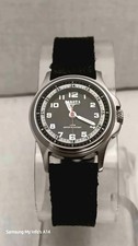 Dakota Stainless Steel Watch Canvas Black Band Mineral Glass Crystal 3 ATM.