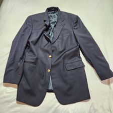 Brooks Brothers Brooksease Mens 42L Wool Suit Jacket Navy Blazer Gold Buttons