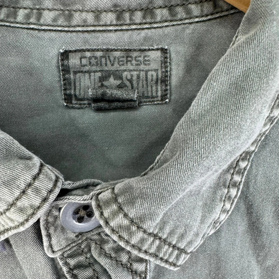 Converse One Star Shirt Mens Size M Olive Green Long Sleeve Button-Up Casual Top - Image 2 of 4