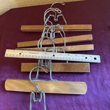 Vintage Hardwood Pant/Skirt Hangers Mixed Lot of 14 Metal Swivel Clamp 7"- 11"