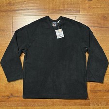 Image of Vintage Guess Fleece Sweater Youth L Black V Neck Classic Fit Oversized NOS Y2K