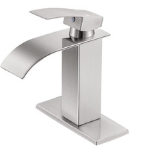 Brushed Nickel Waterfall Bathroom Sink Faucet Lavatory Single Handle 1 or 3 Hole