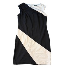 Lauren Ralph Lauren Black White Colorblock Sheath Dress Sleeveless Size 14