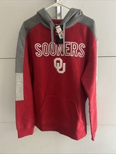 Captivating Oklahoma Sooners Sewn Red Grey Hoodie Men  s LARGE NWT ZZ1
