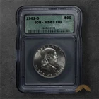 1962-D Silver Franklin Half Dollar 50C - MS63 FBL ICG - Denver