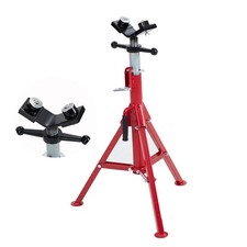 V-Head Pipe Jack Stand with 2 Balls/Folding Legs, Heavy Duty Steel Pipe Jack