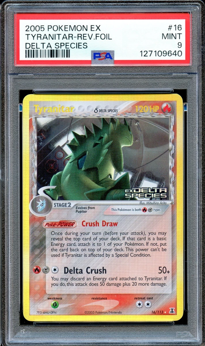 PSA 9 Tyranitar 16/113 Reverse Foil Stamped Delta Species EX