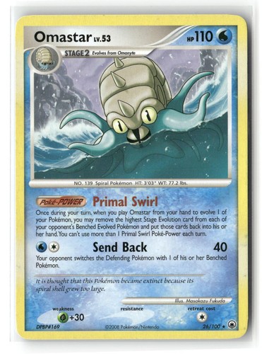 Omastar Rare Majestic Dawn 26/100 Pokemon Moderately Played