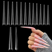312PCS Extra Long Stiletto Nail Tips for Acrylic Nails Professional, 4XL Half Co