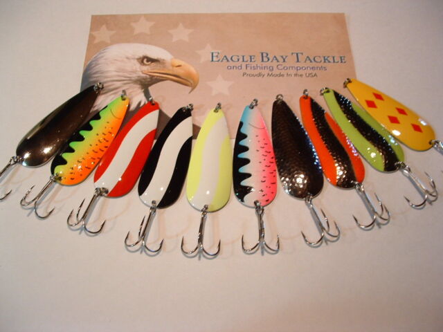 8 Eagle Bay Fire Tiger Fishing Lures 3//4 ounce Pike Muskie Trout Salmon USA MADE