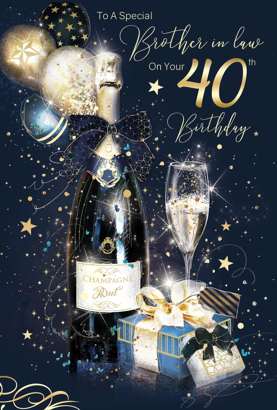 40th Birthday Card Brother-In-Law - Foil Finish - Cherry Orchard 6"" x 9""
