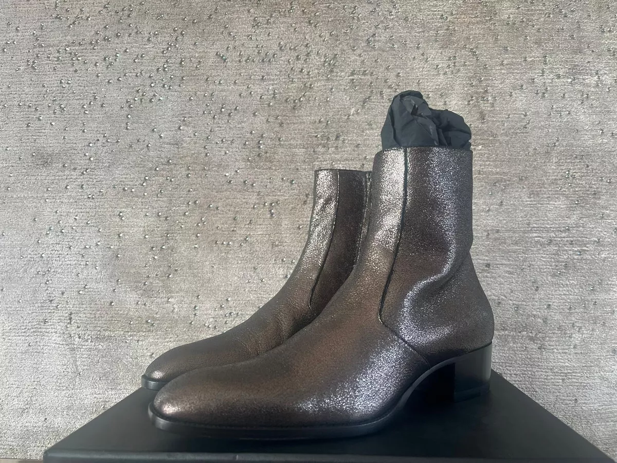 Saint Laurent Paris , Wyatt 40 Zip Boots in Gun Metal , BNIB 45.5