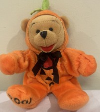 Disney Store Winnie The Pooh 8" Halloween Pumpkin Costume Plush -RARE Orange
