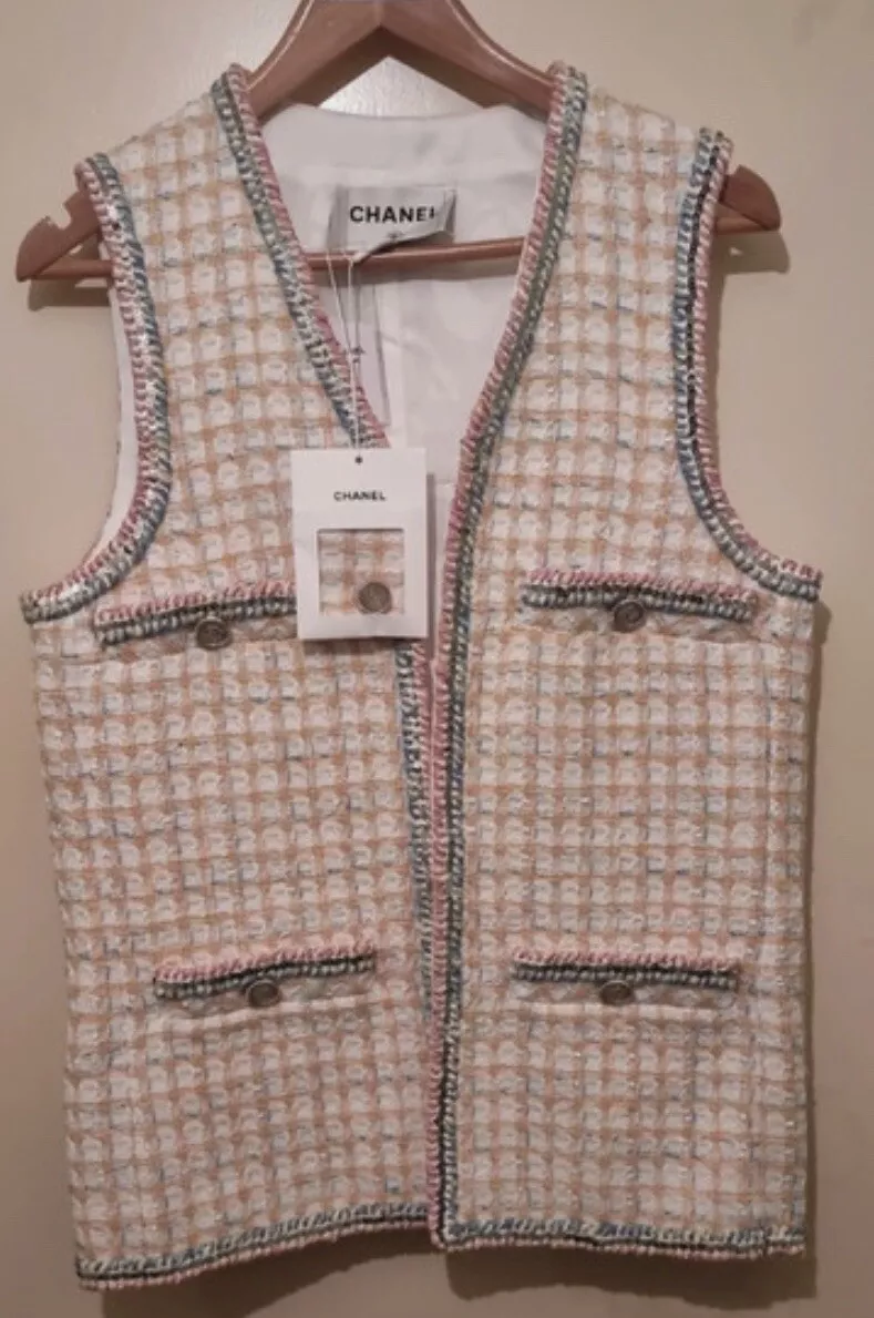 chanel tweed vest