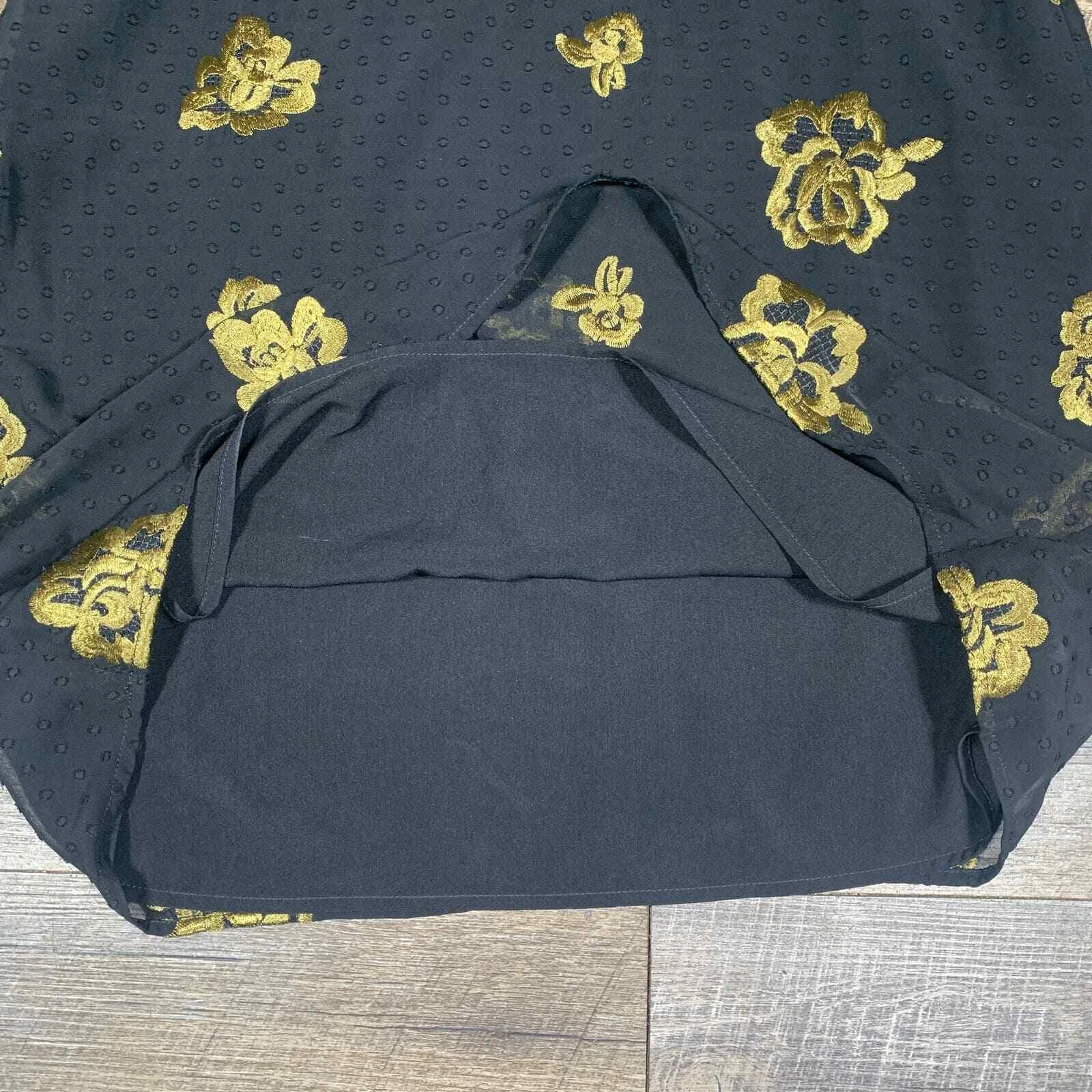 VETEMENTS Abito donna Cabi Swiss Dot taglia small nero oro floreale ricamato foderato 3697