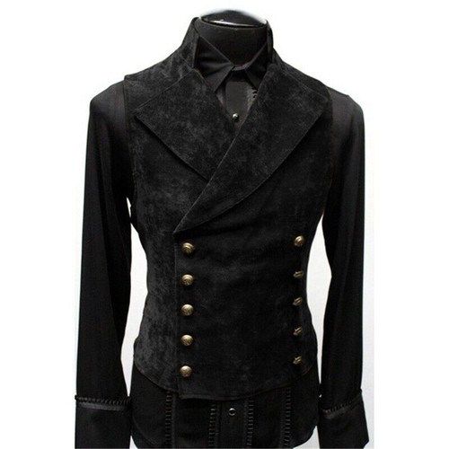 NEW Men's Medieval Steampunk Warrior Suede Vests Sleeveless Tops Costume Jacket - 第 7/10 張圖片