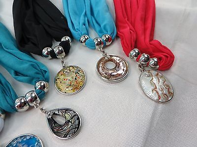 lot of 6 wholesale charm scarf necklace  handcrafted glass pendants