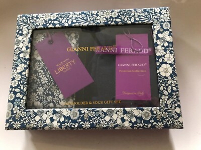 New $165 Gianni Feraud Cardholder & Sock Gift Set Liberty Fabric Style JMeadows