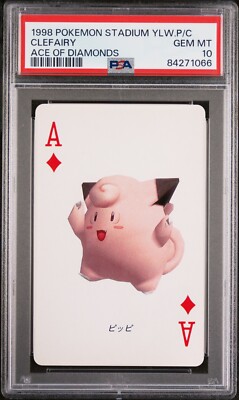 Pokemon Stadium Yellow Clefairy Ace of Diamonds Playing Cards PSA