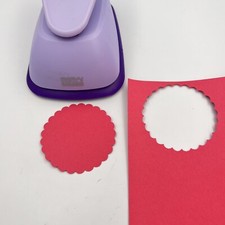 Scalloped Circle Crafting Punch Marvy Uchida 2 7/8" Clever Lever Sharp Clean Cut