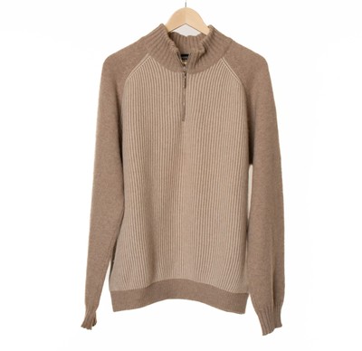 STEFANO RICCI Herren Beige 100% Kaschmir dicker Pullover Größe 2XL / 56