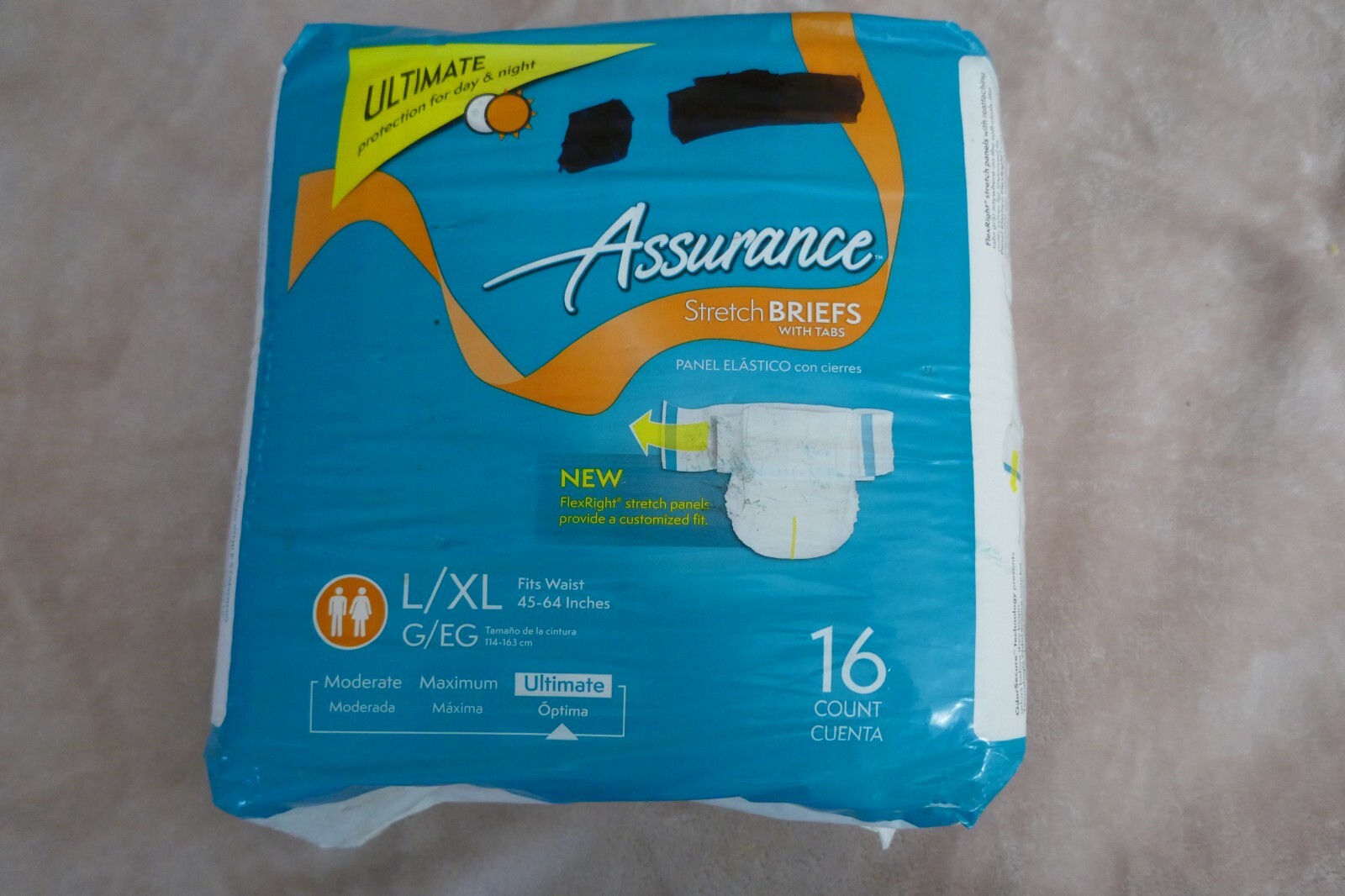 Assurance Incontinence Unisex Stretch Briefs Tabs Ultimate Absorbency L
