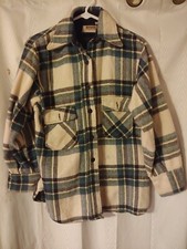 Vintage 60s 70s Montgomery Ward Plaid Heavy Flannel Wool Blend Shirt Mens Small