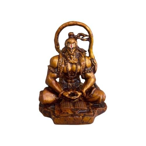 ECraftIndia Statue Hanuman Résine Bronze | Figurine Déco Indienne 8cm | Finition Marron Cuivre | Artisanat Fait Main | Cadeau Spirituel