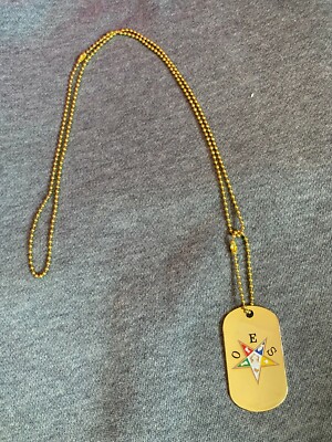 Vintage Order of Eastern Star OES Gold Star with Letters Dog Tag Tall NEW