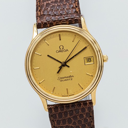 **NEAR MINT** Vintage OMEGA Seamaster Cal.1432 Quartz Gold Dial 32mm Men's Watch - Picture 3 of 16