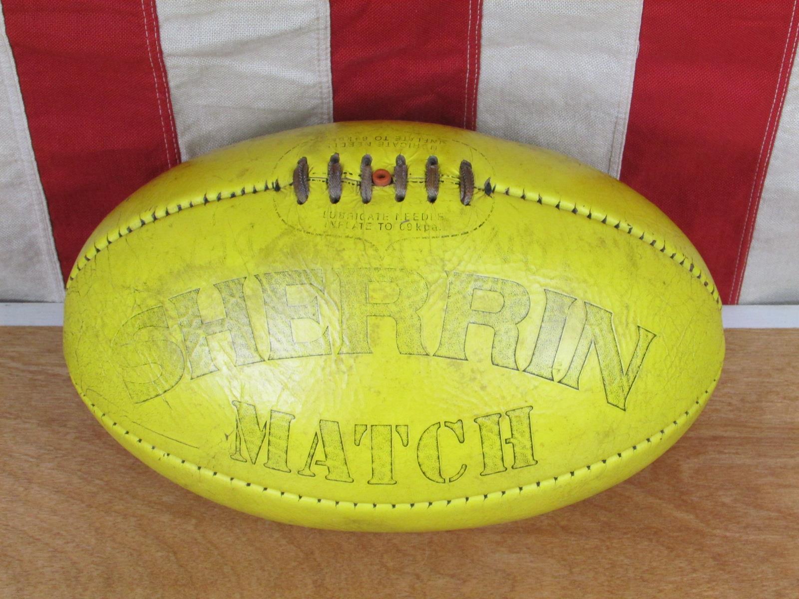 Vintage 1950s Sherrin Yellow Leather Match Rugby Ball Laces Australian