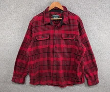 Woolrich Woolen Mills Red Check Plaid Heavy Lumberjack Over Shirt Jacket 2XL