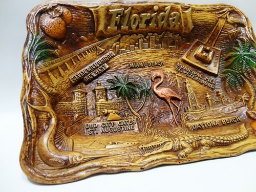 Vintage Arrow FLORIDA Souvenir Bowl Dish Flamingo 12" x 8.25" x 2" - Picture 8 of 9