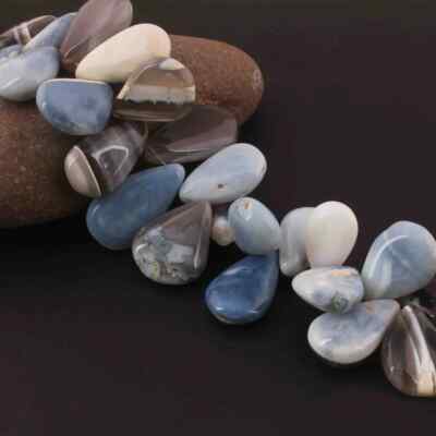 1 Strand Bolder Opal heart Beads, Smooth Blue Oregon Pear beads, jewelry making 