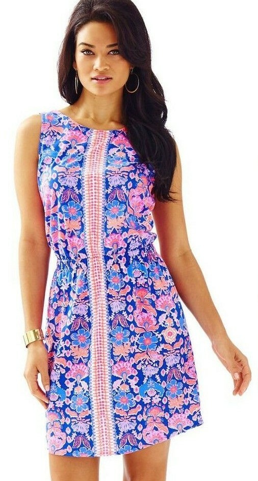 Lilly Pulitzer Marlowe Windward Iris Blue Werk It Engineered Pima Cotton  Dress M | eBay