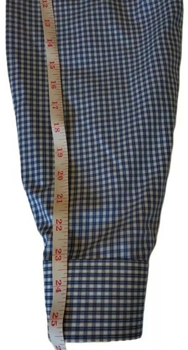Pronto Uomo Button Up Shirt Men Large Blue Long Sleeve Plaid Casuals 100% Cotton - Picture 5 of 5